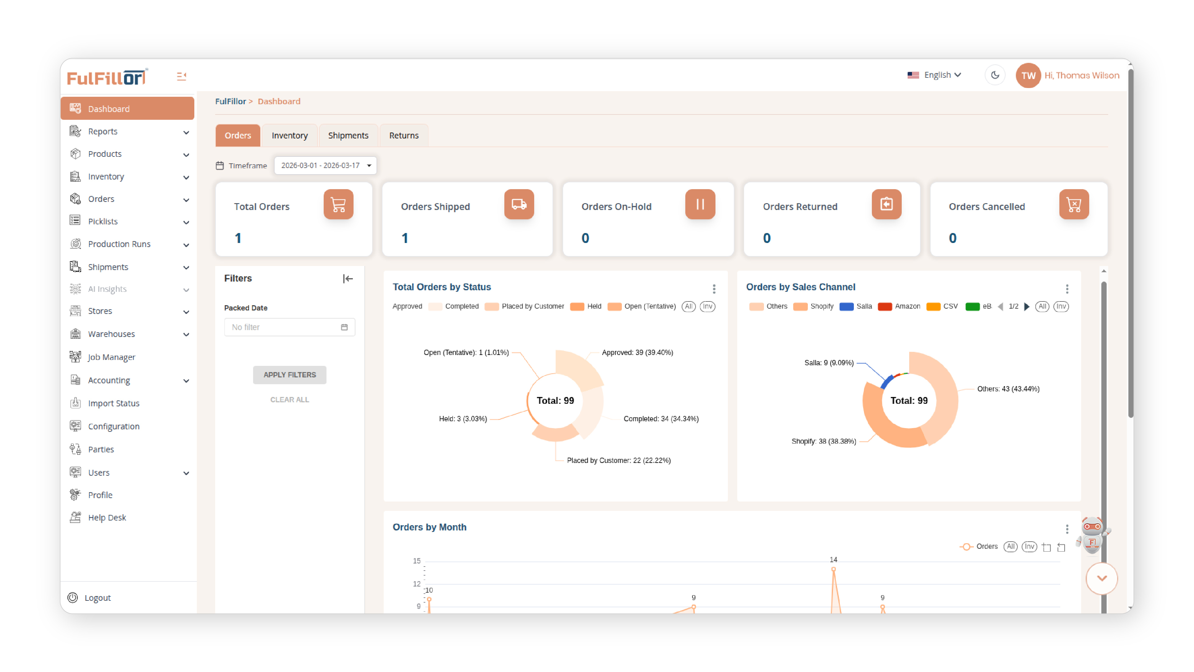Fulfillor Order Dashboard